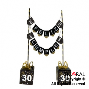 SET BANDERINES F/C DECORACION MESA 30 AOS X 1